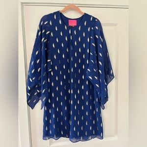 Lilly Pulitzer cobalt evening dress silk caftan lapis lazuli 6 NWT